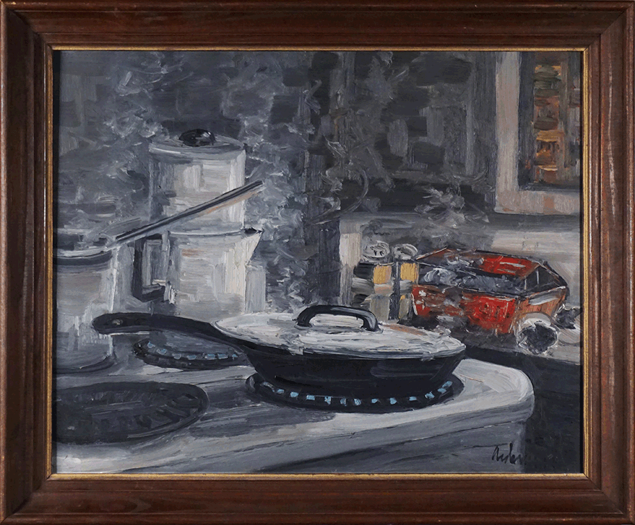 Stovetop with coffeepot